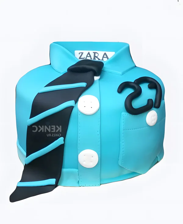 Бирюзовый торт с галстуком Фото