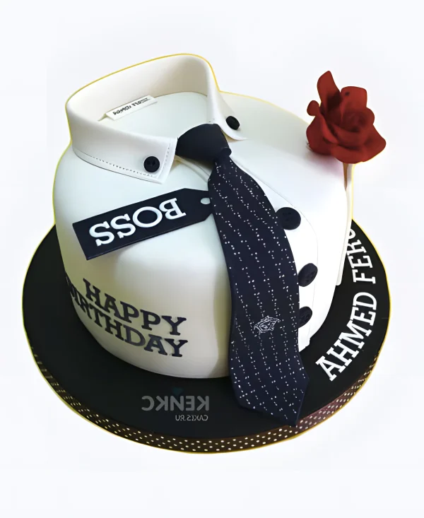 Торт с галстуком и розой Фото