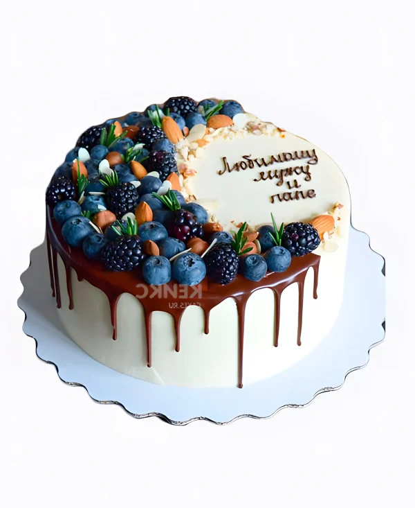 Торт с голубикой и ежевикой Фото