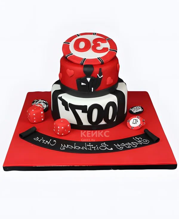 Черно-красный торт для любителей казино Фото