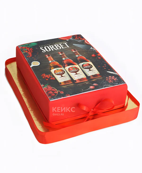 Красный торт с логотипом Фото