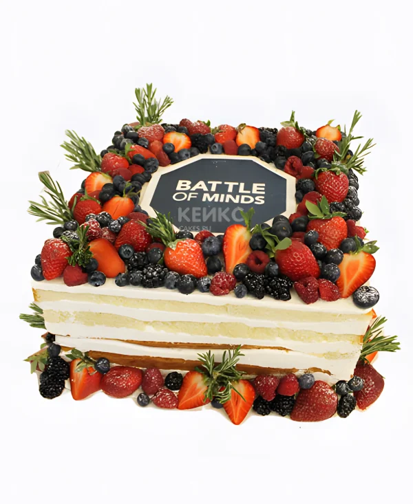 Торт с логотипом и фруктами Фото