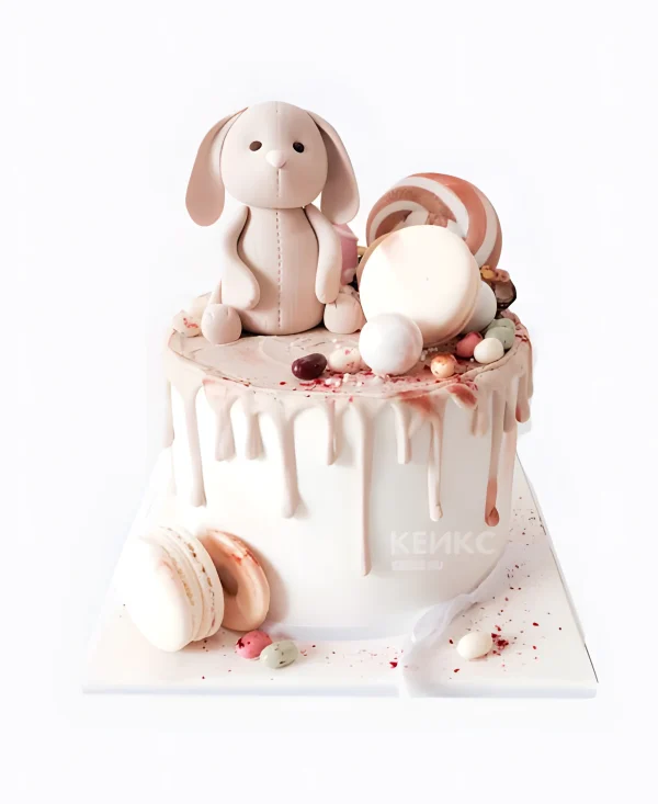 Детски торт с макаронс и безе Фото