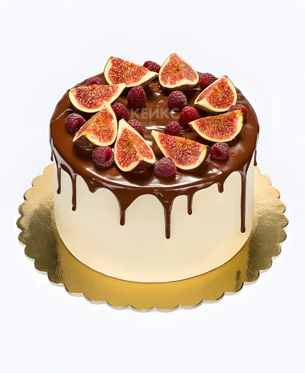 Шоколадный торт с инжиром и малиной Фото