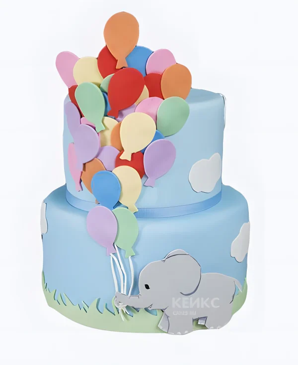 Торт с шариками и слониками Фото
