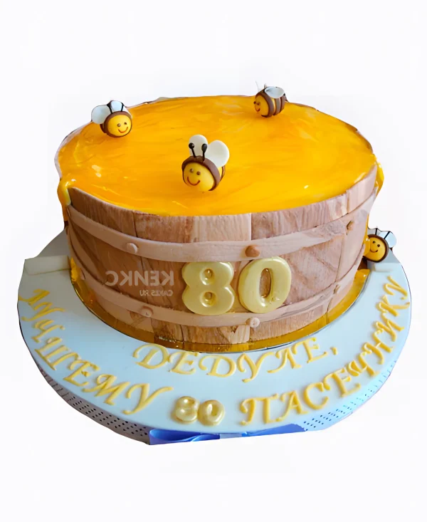 Торт с сотами на юбилей с пчелами Фото