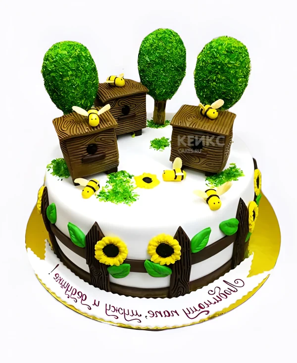 Торт с ульями для пчеловода Фото