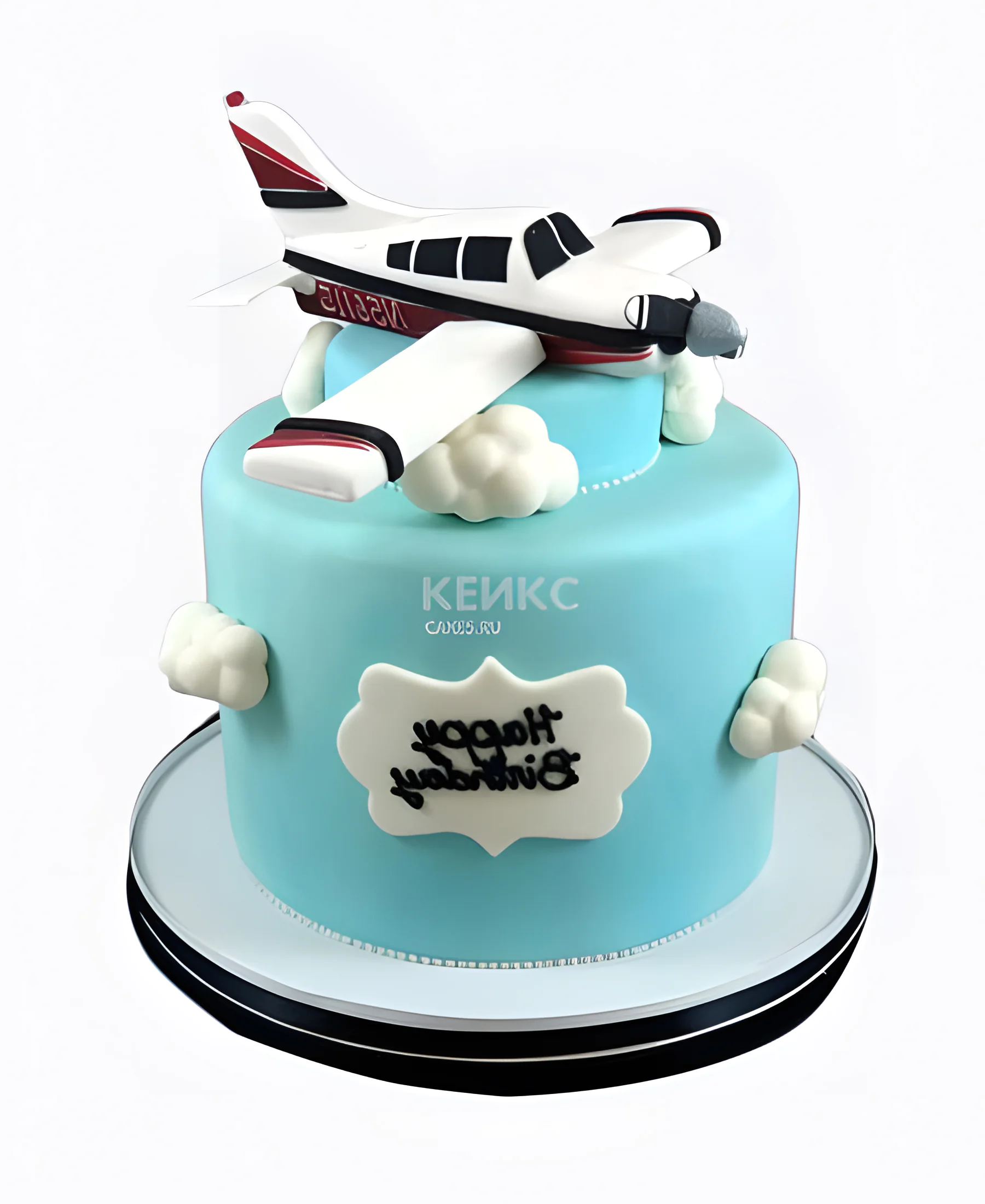 Торт самолет с облаками Фото