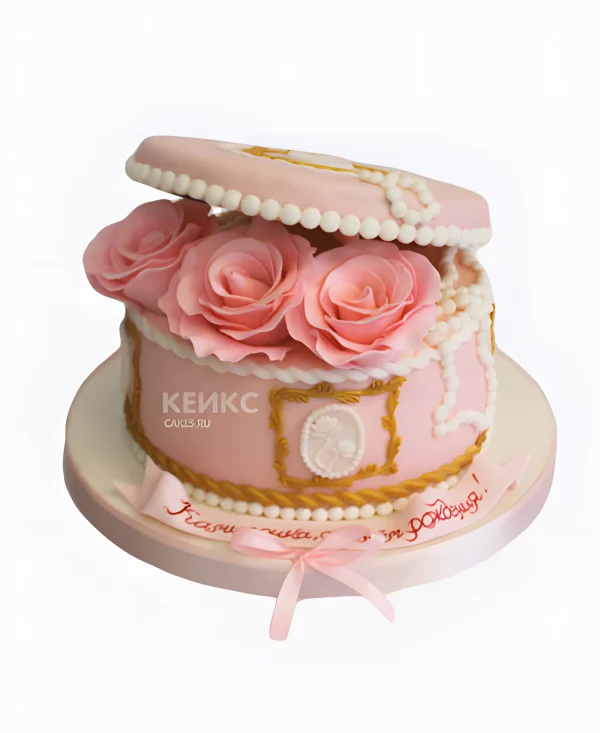 Розовый торт шкатулка с драгоценностями Фото