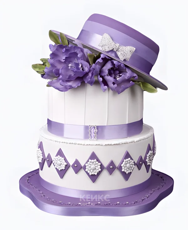 Торт шляпа с цветами Фото