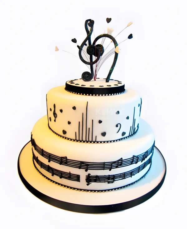 Торт со скрипичным ключом и звездами Фото