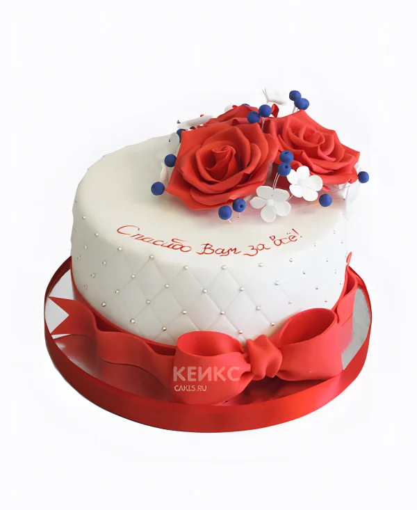Торт спасибо врачу с розами из мастики Фото