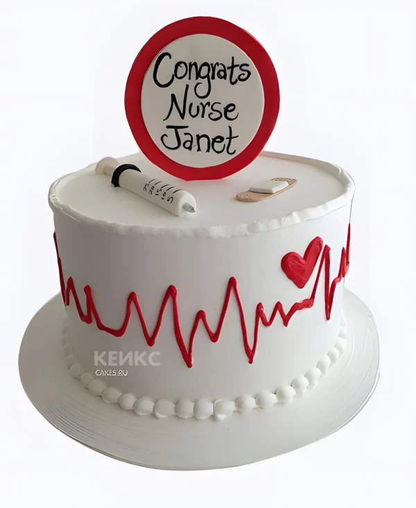 Торт спасибо врачу с табличкой из мастики Фото