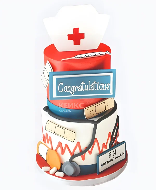 Прекрасный торт спасибо врачу Фото