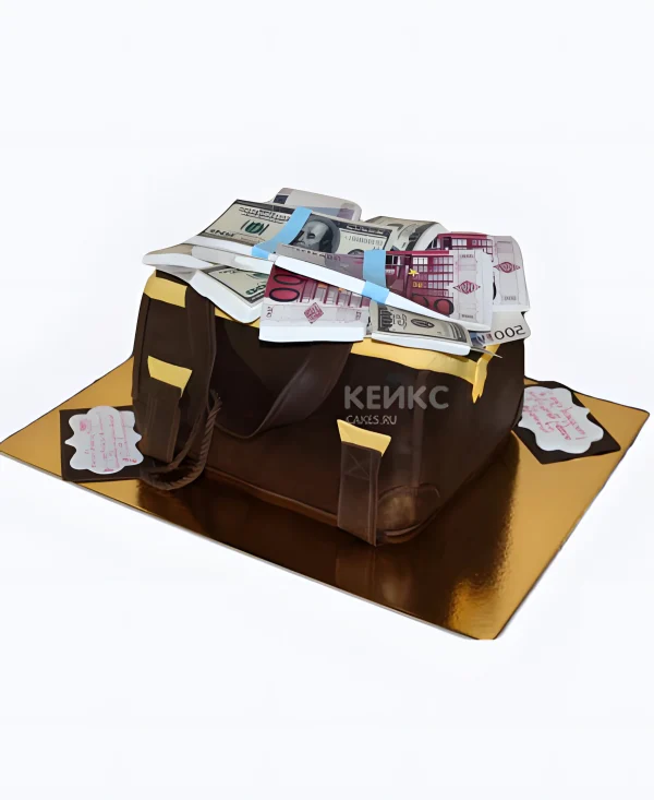 Эффектный торт сумка с деньгами Фото