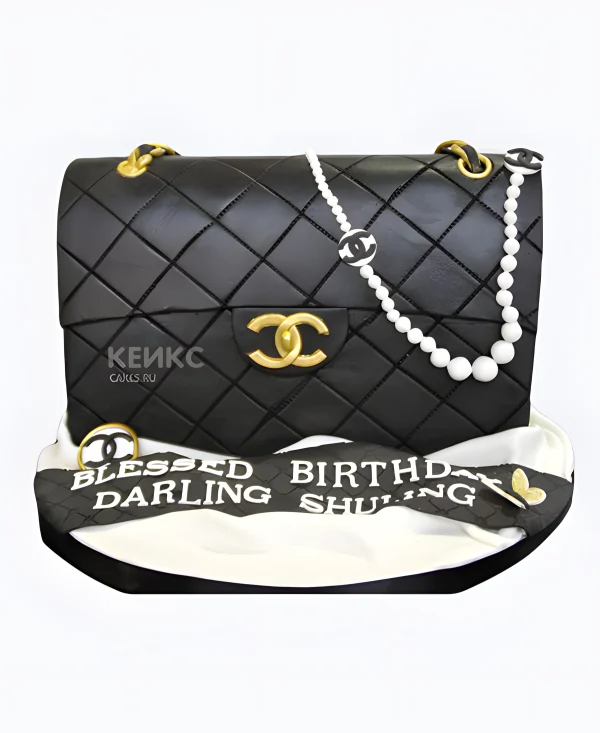 Впечатляющий торт в виде сумки шанель Фото
