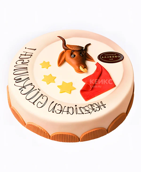 Торт телец с надписью Фото