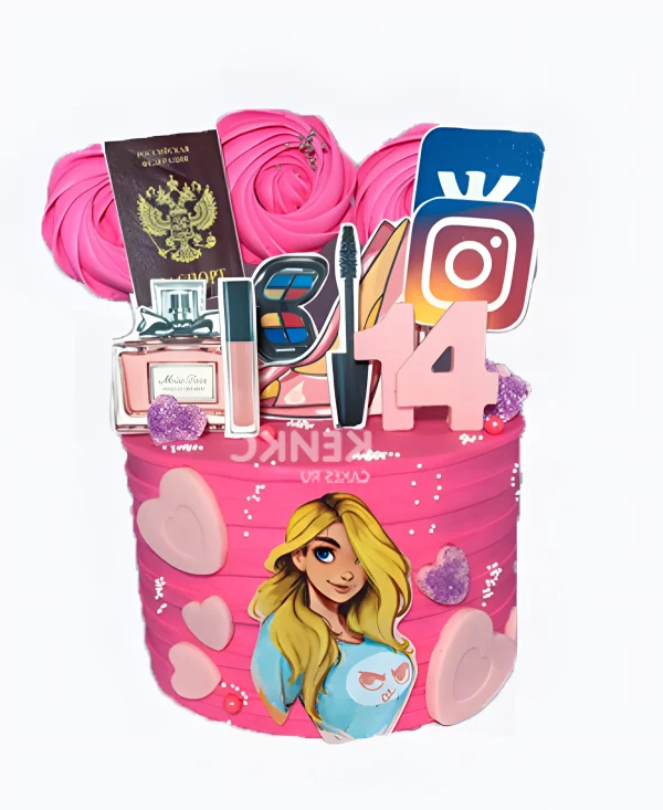 Торт с инстаграмом и вконтакте для девочки Фото