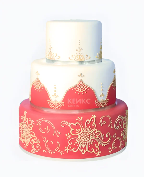 Торт в индийском стиле с красным узором Фото