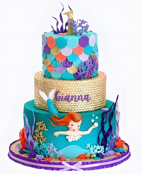 Торт с русалкой в подводном мире Фото