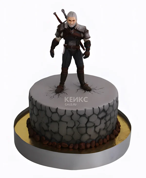 Торт ведьмак с фигуркой Фото