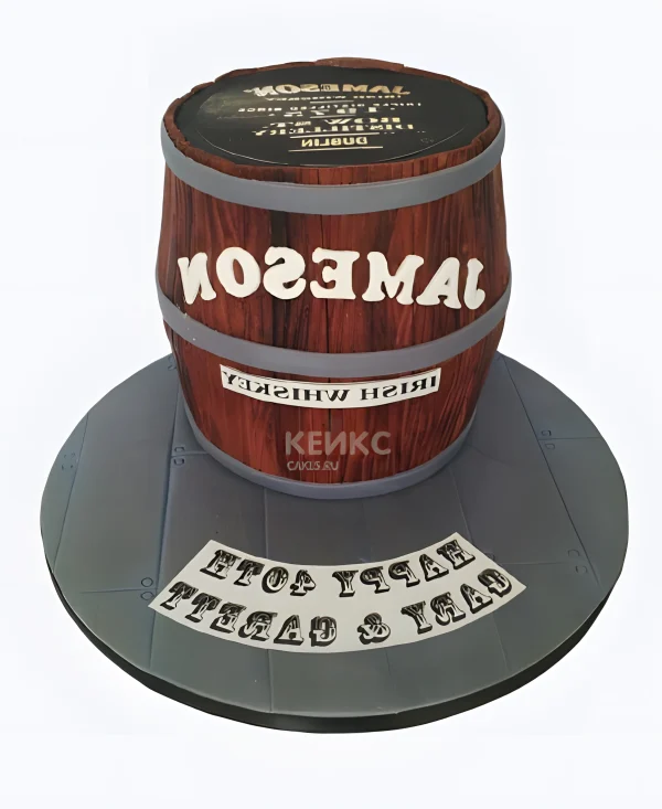 Торт в виде бочки с виски Фото