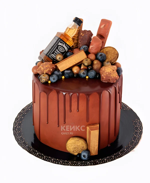 Торт с бутылочками виски Фото