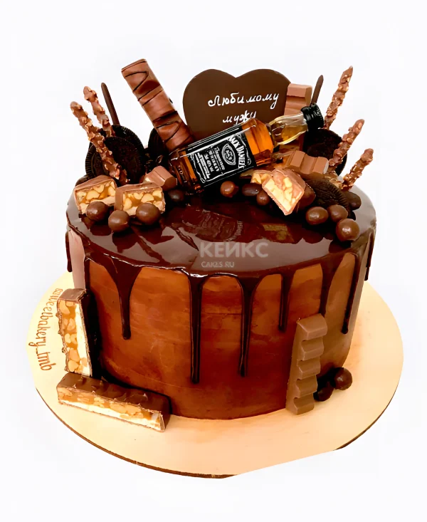 Аппетитный торт виски джек дениелс с шоколадом Фото
