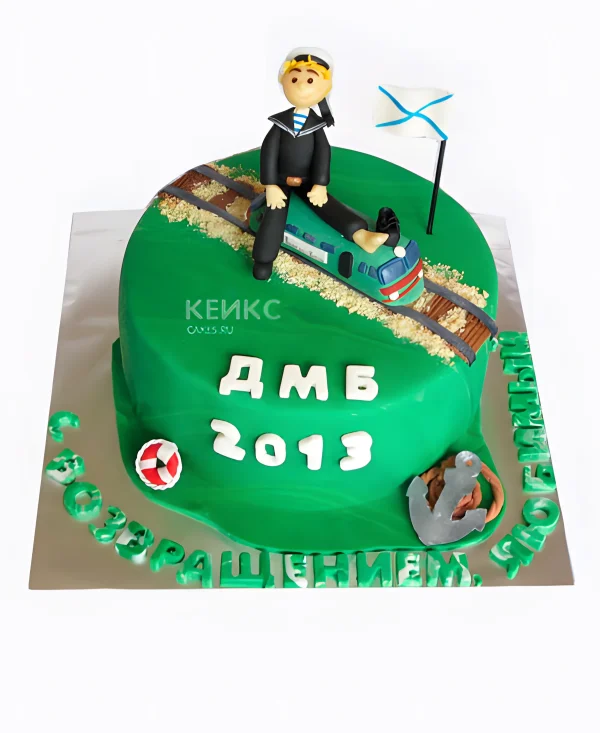 Торт зеленый для ВМФ Фото