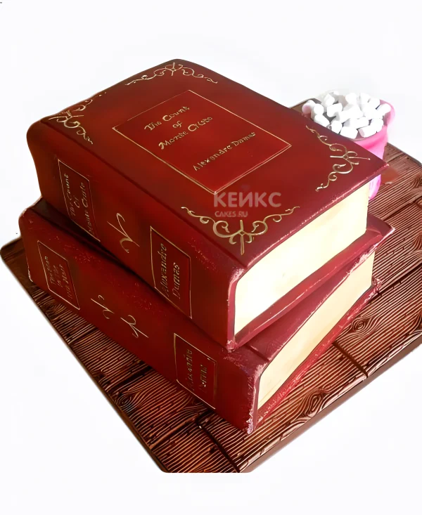 Оригинальный торт в виде красных книг Фото