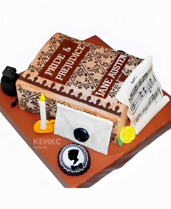 Необычный торт с конвертором и свечками Фото