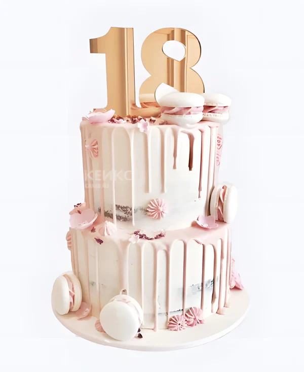 Нежно-розовый торт на 18 лет Фото