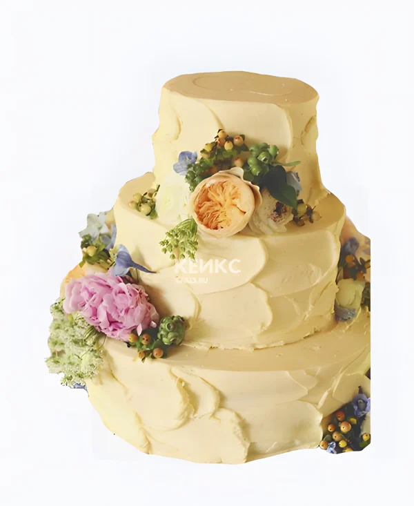 Необычный торт с цветами Фото