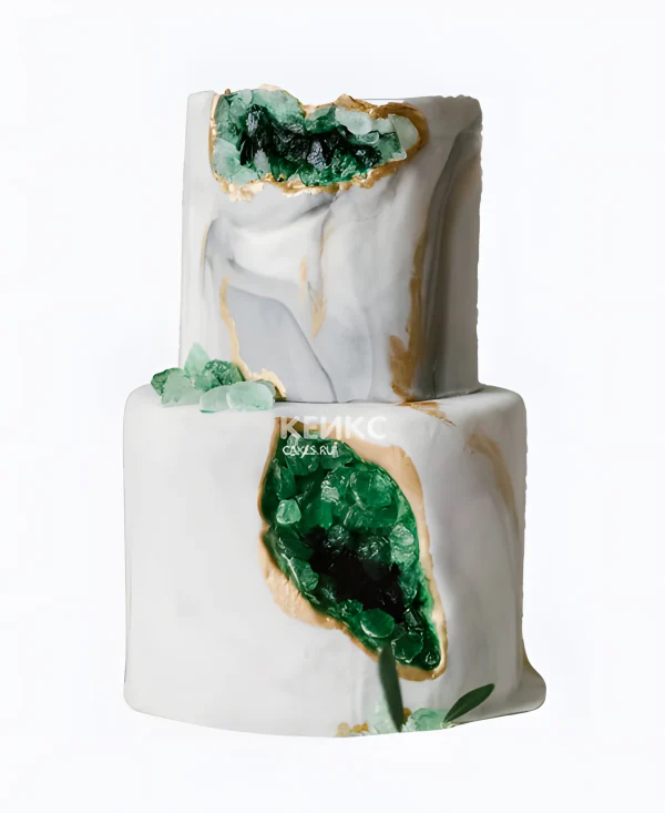 Красивый двухъярусный торт с разводами Фото