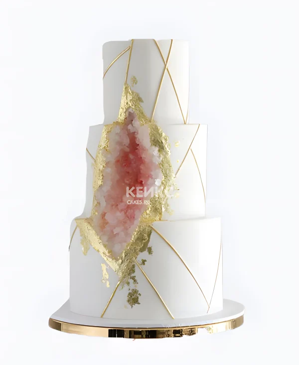 Свадебный торт с кристальным разломом (жеодой) Фото