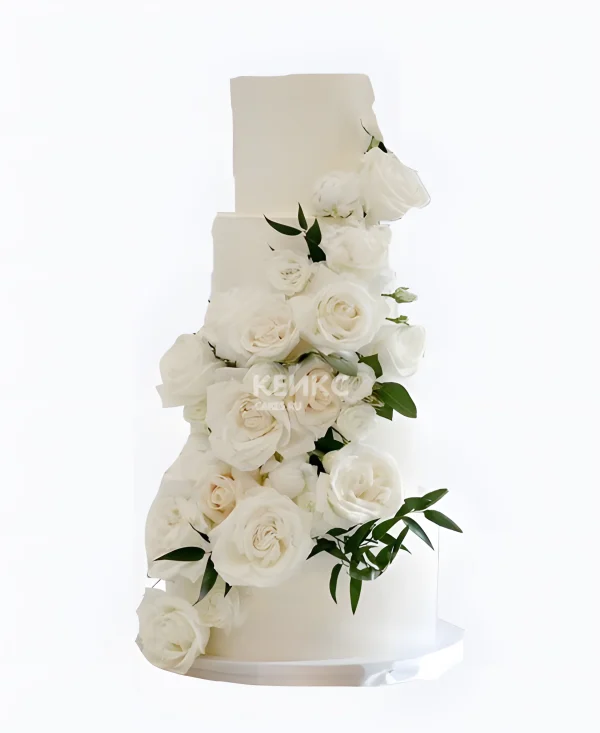 Оригинальный с объемными белыми розами Фото