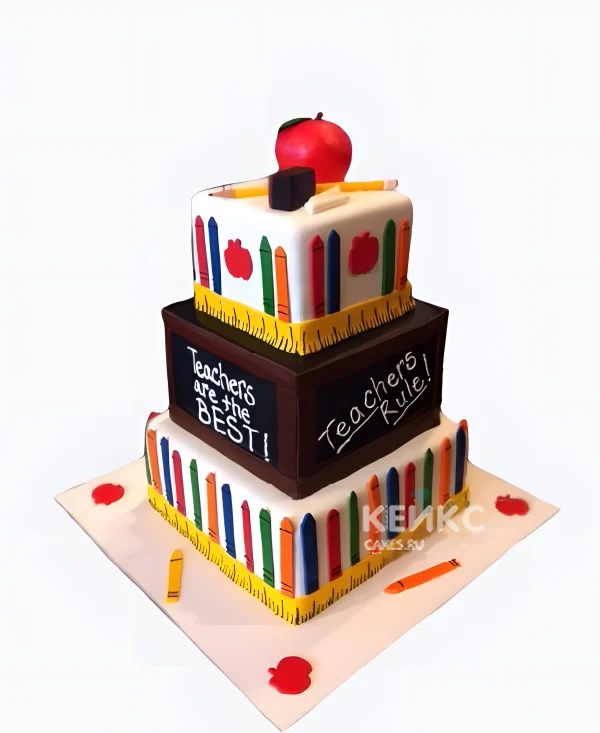 Квадратный торт на выпускной в детский сад Фото