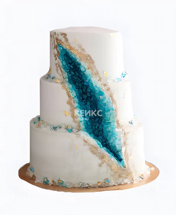 Свадебный торт с жеодой из изомальта Фото