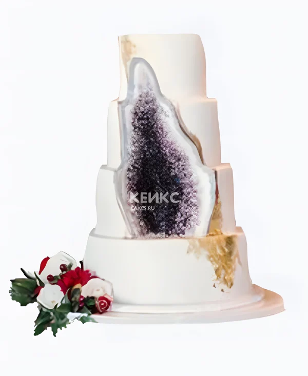 Оригинальный торт с нежными цветочками Фото