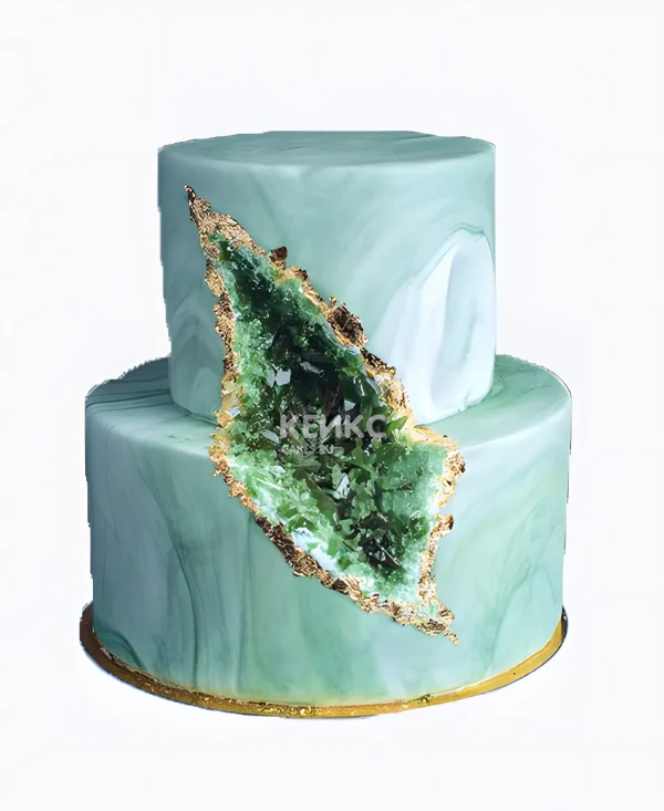 Свадебный торт с изумрудными кристаллами Фото