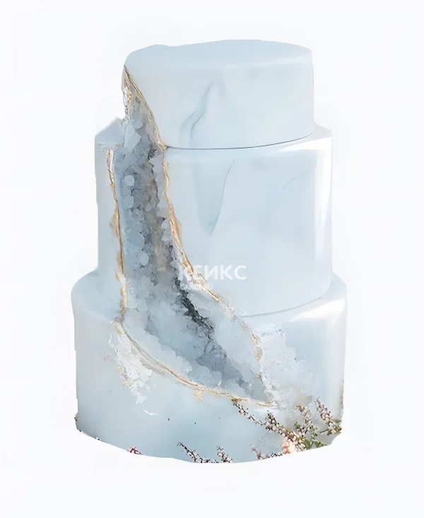 Свадебный голубой торт с кристаллами Фото