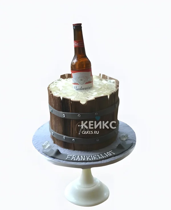 Торт мужчине на день рождения в виде бочки с бутылкой пива Фото