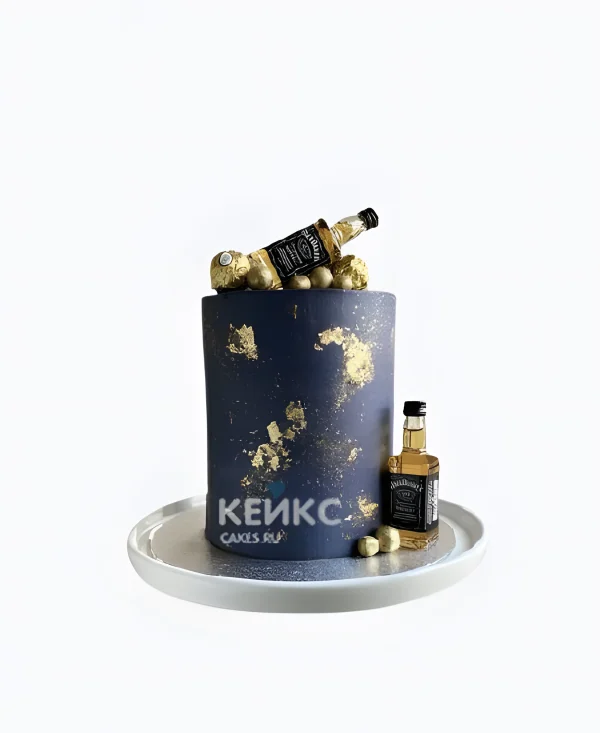 Торт на день рождения мужчине с бутылочкой и конфетами Фото