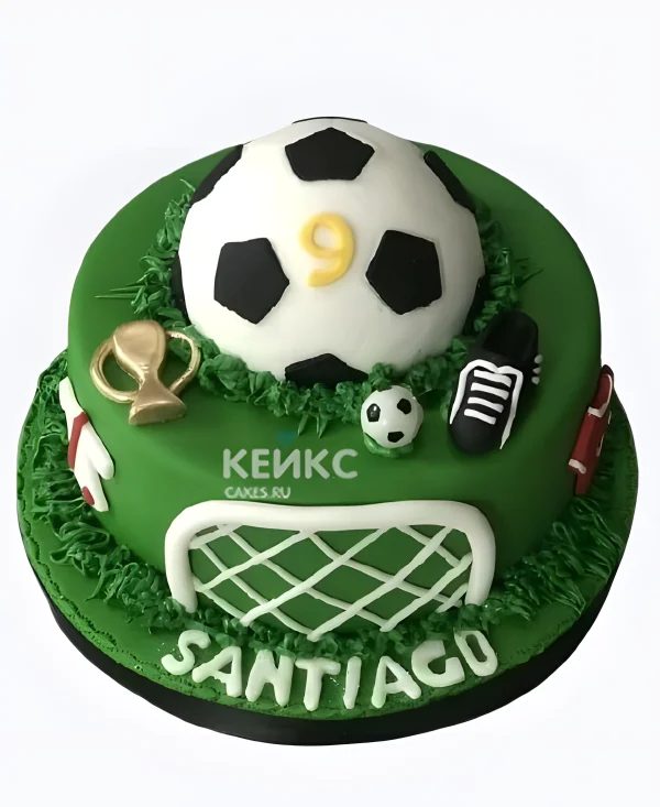 Торт на день рождения мужчине с футбольным мячом Фото