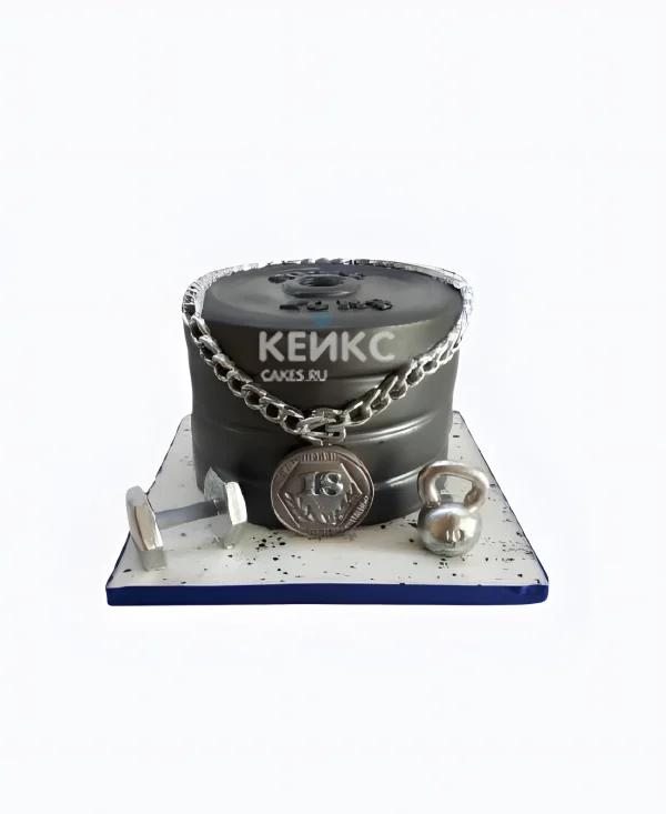 Торт на день рождения мужчине с цепью и штангой Фото