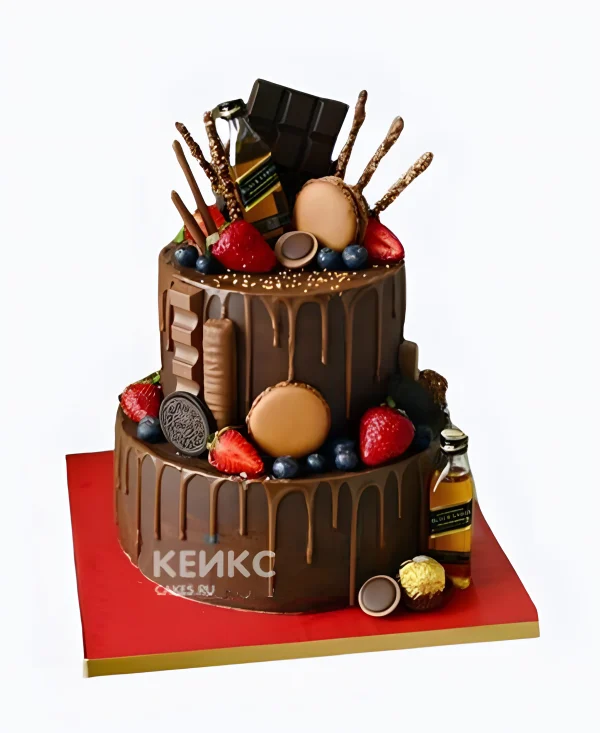 Вкусный шоколадный торт мужчине на день рождения Фото