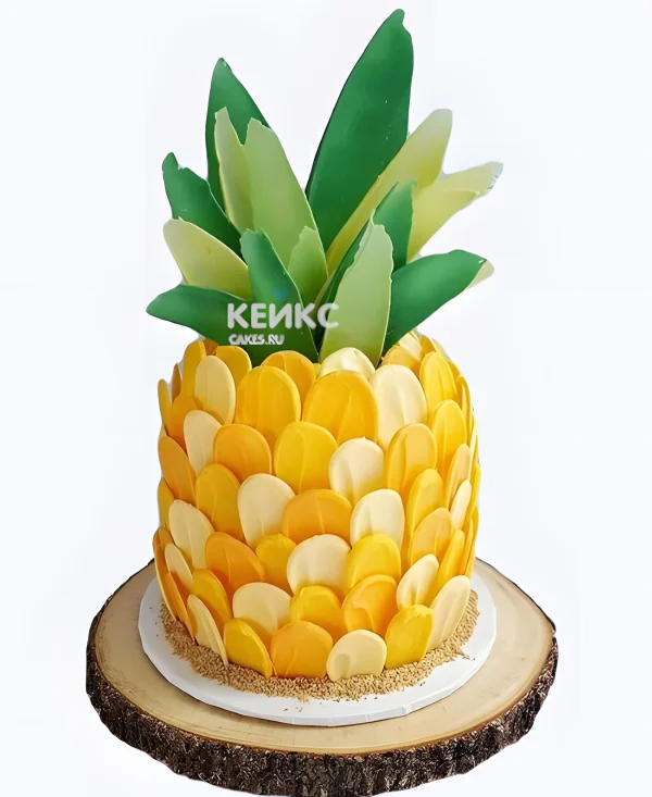 3Д торт в виде ананаса на день рождения Фото