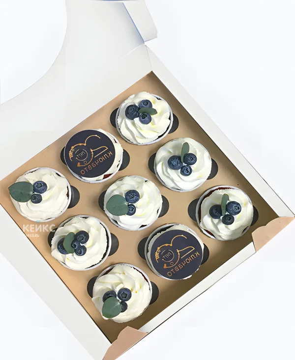 Аппетитные капкейки с фотопечатью и голубикой Фото