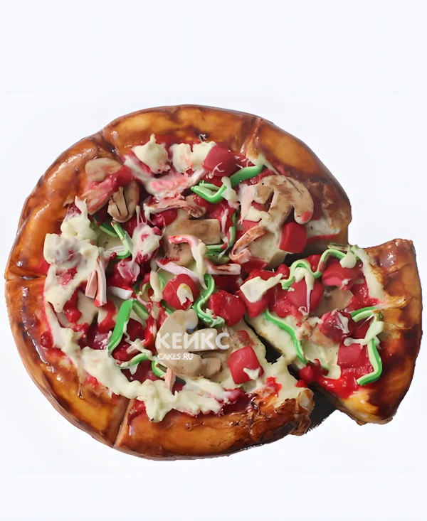 Аппетитный 3D торт в виде пиццы Фото