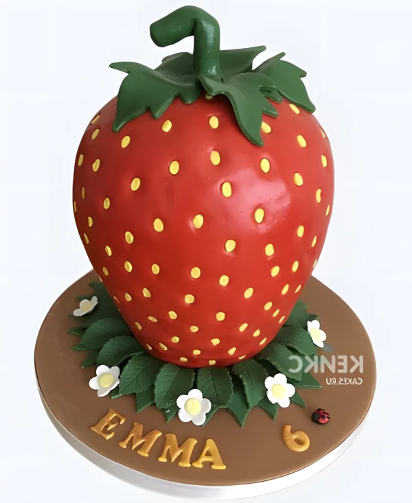 Аппетитный торт 3D в виде клубники Фото